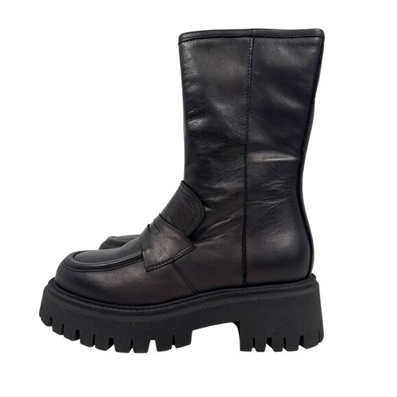 Free People Madison Platform Loafer Boot Women's 7.5 EU 37.5 Chunky Sole Zip - Picture 3 of 11